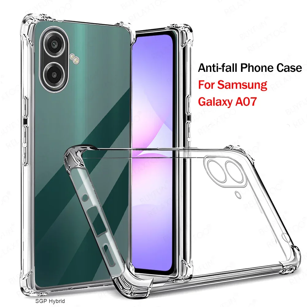 Shockproof Armor Case For Samsung Galaxy A07 SamsungA07 GalaxyA07 A 07 07A 4G Clear Silicone Phone Cover Transparent TPU Fundas