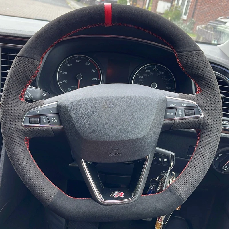 Car Steering Wheel Braid Cover Anti-Slip Suede Fit For Seat Leon Cupra R Leon ST Cupra Leon ST Cupra Ateca Cupra Ateca FR