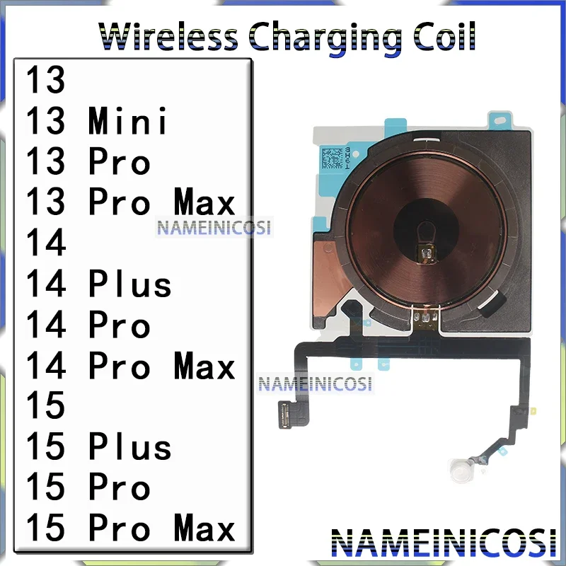 

NFC Panel for IPhone 13 14 15 Mini Pro Max with Power Button Volume Flashlight Flex Wireless Charging Coil