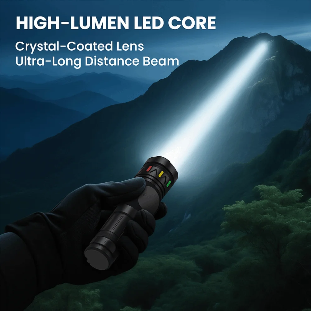 USB قابلة للشحن مصباح ليد جيب الكشاف مقاوم للماء التخييم ضوء التكبير الأضواء المغناطيسي جذب الإضاءة المحمولة #1