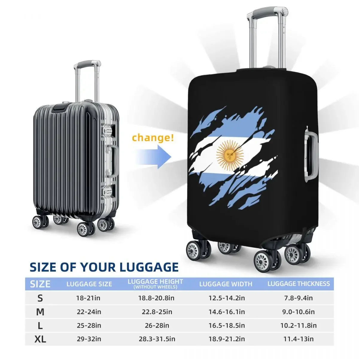 Custom Always Argentina Flag Luggage Cover Elastic Argentinian Proud Travel Suitcase Protective Covers Suit For 18-32 inch