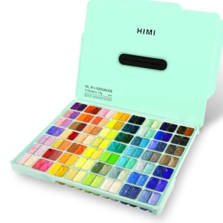 Juego de pintura Gouache HIMI x 12g, diseño de doble vaso tipo gelatina con estuche portátil, pintura profesional opaca no tóxica para lienzo y acuarela