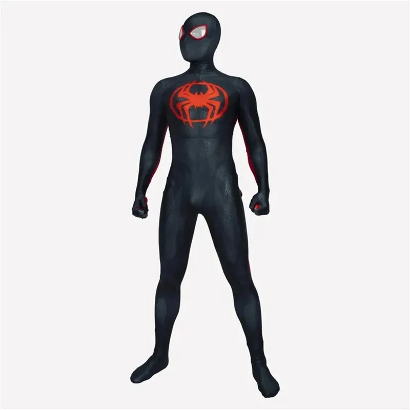 AD1 할로윈 마일즈 모랄레스 스파이더버스 코스프레 의상 SpiderSuit Zentai Bodysuit 남성 성인 키즈 파티 Jumpsui5@rD~