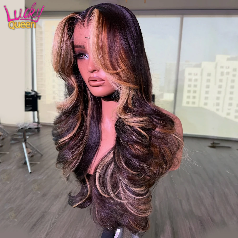14A Uograde Real Hair Wig Highlight Orange Blonde 13x6 13x4 Hd Lace Front Human Wig For Women Pre Plucked Body Wave Glueless