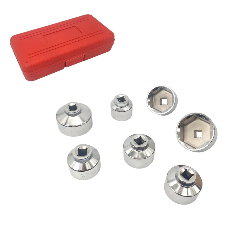 

7 Pieces 3/8Inch Housing Oil Filter Cap Wrench Socket Set Tool Kit For Mercedes /BMW / Toyota