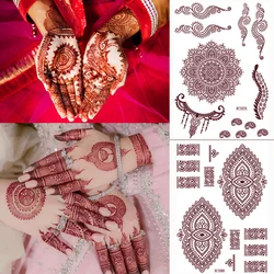 New Design Brown Henna Tattoos for Women Flower Mandala Mehndi Sticker for Hand Waterproof Tattoo Fake Hena Tatoo
