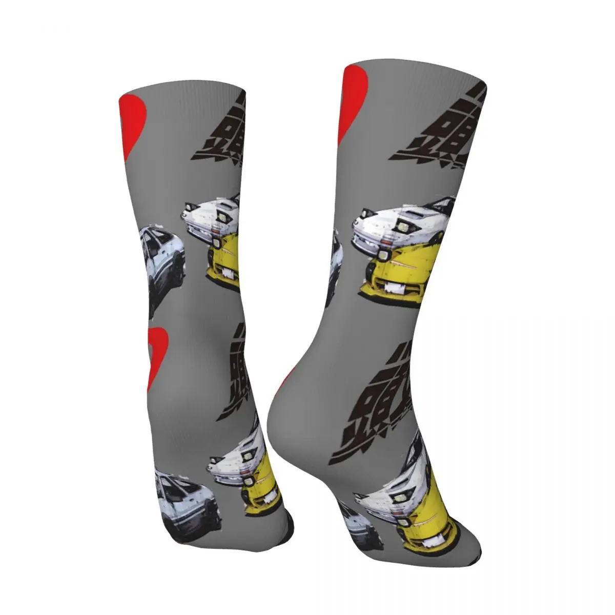 Crazy compression RX7 Sketch Y2k Sock for Men Vintage Initial D Seamless Pattern Crew Sock Novelty