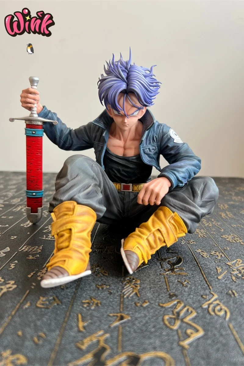 15.5Cm Gk Wink Studio Dragon Ball Z Sitting Posture Trunks Anime Action Figure Limited Edition Model Statue Garage Kit Toys