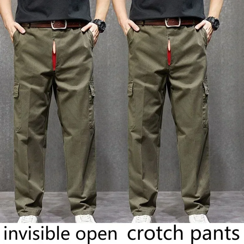 Invisible Open Crotch Pants, Pure Cotton, Loose and Thickened, Wear-resistant, Anti-scald, Field, Couples, Convenient Joggers