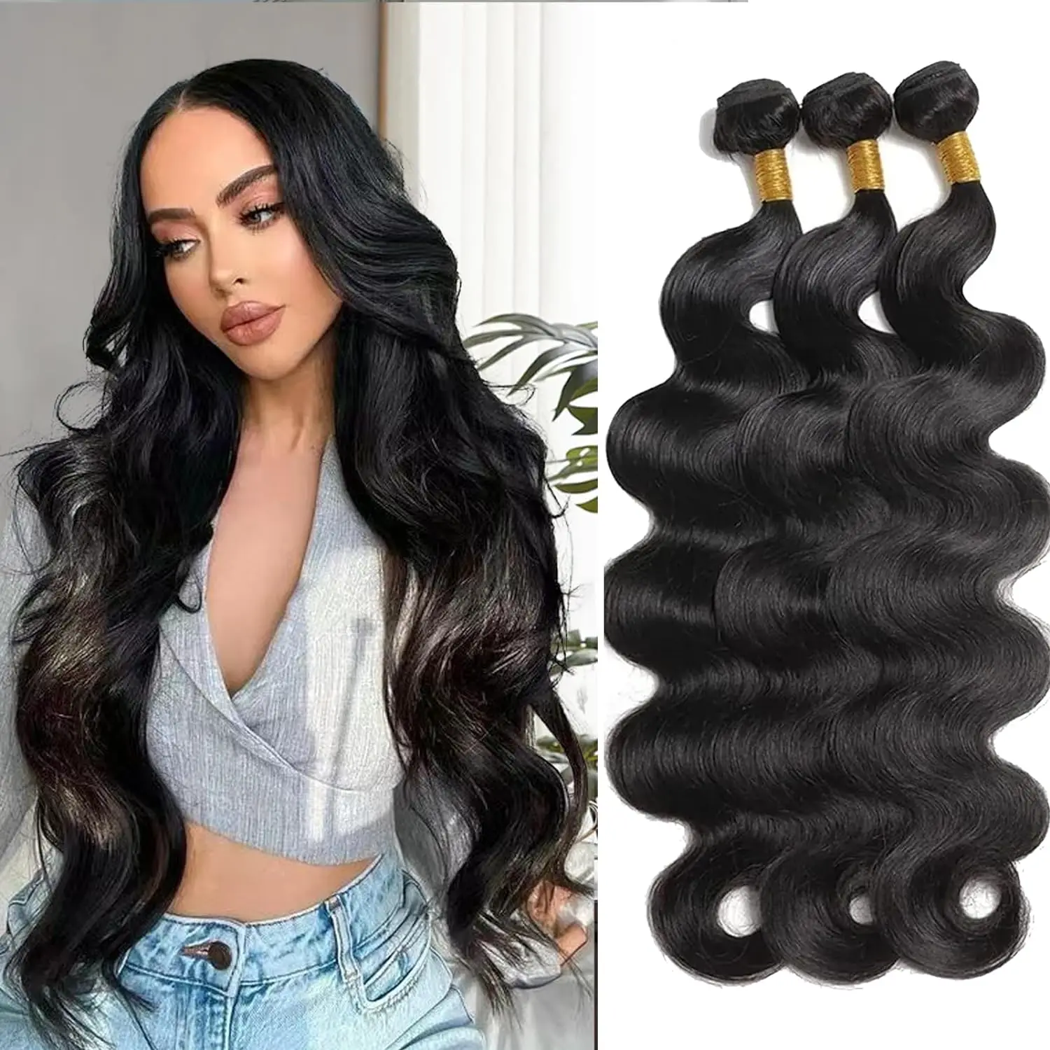 

28Inch Loose Body Wave Bundles 100% Human Hair Bundles 1/3/4 PCS Natural Black Hair Extension Brazilian Hair Weave Bundle