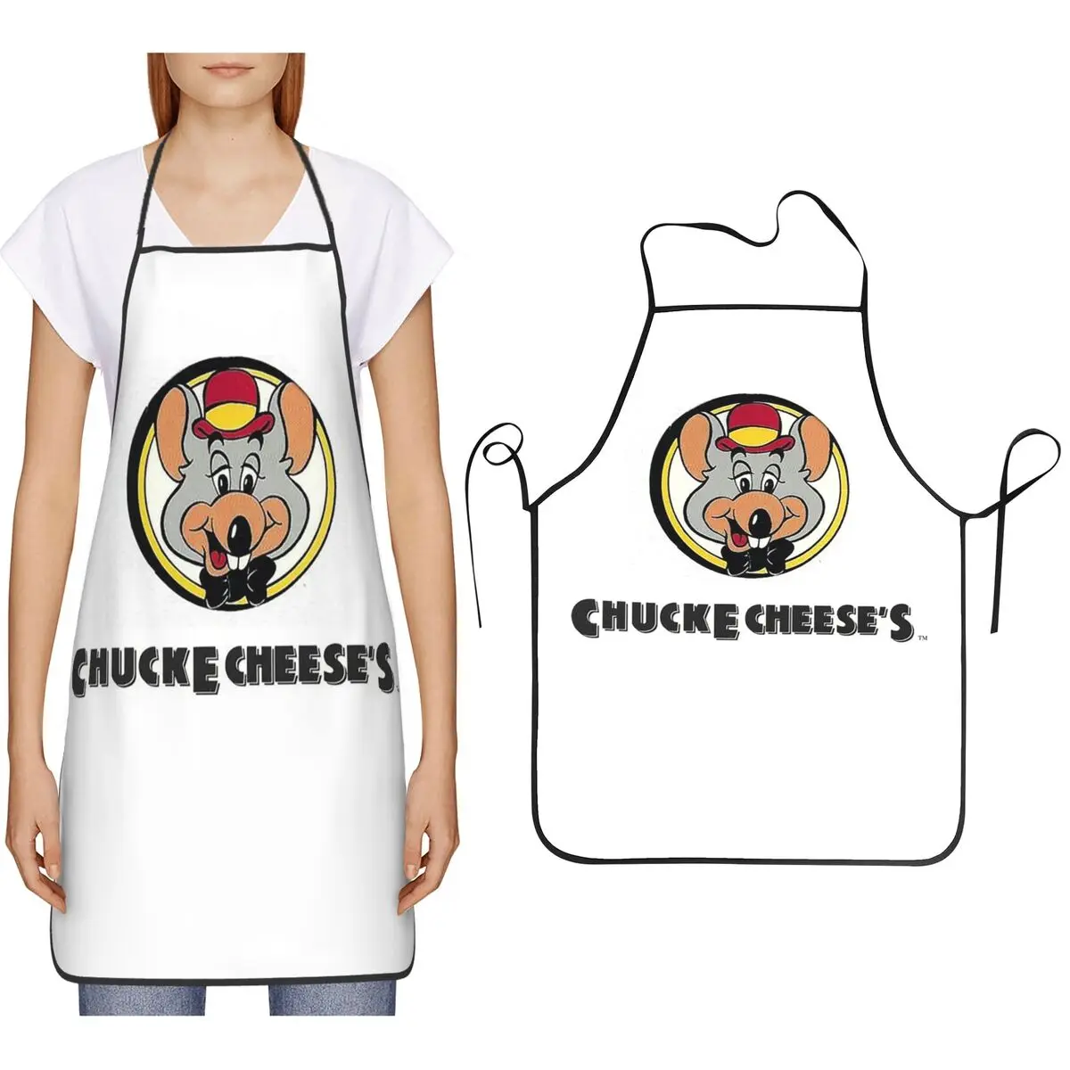 Chuck E Cheeses Pizza Time Theater Aprons Chef Cooking Baking Tablier Bib Kitchen Cleaning Pinafore for Women Men Painting