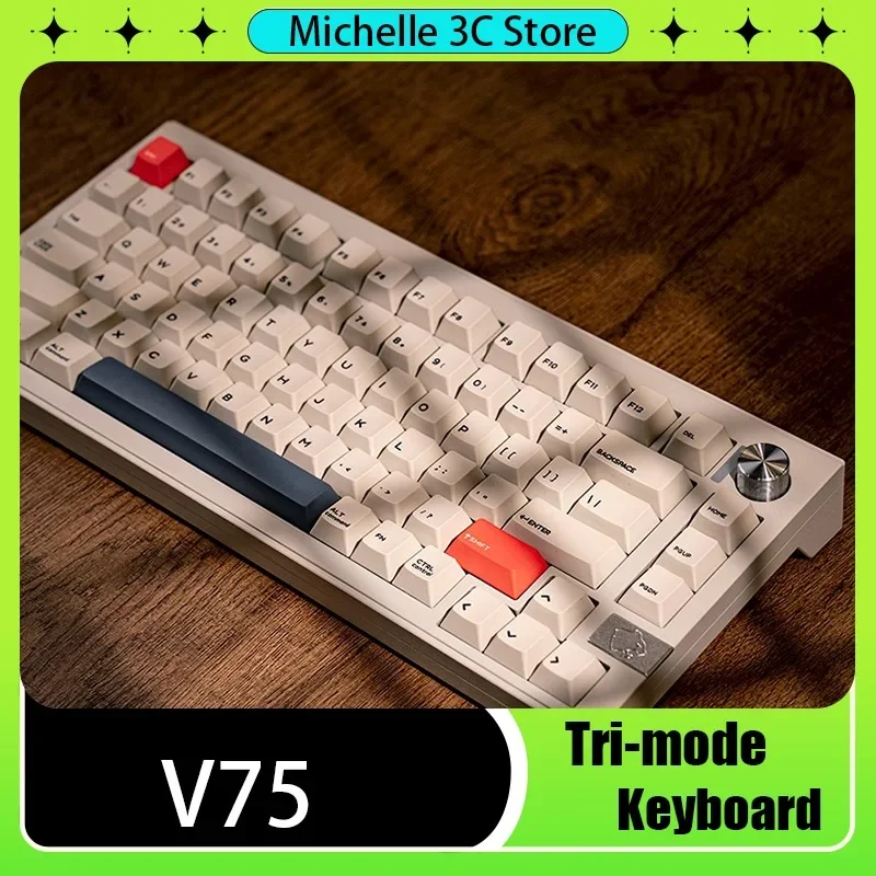 V75pro Three-mode Custom Gasket Aluminum Turd Mechanical Keyboard Bluetooth Wireless VIA Hot Plug Game Office