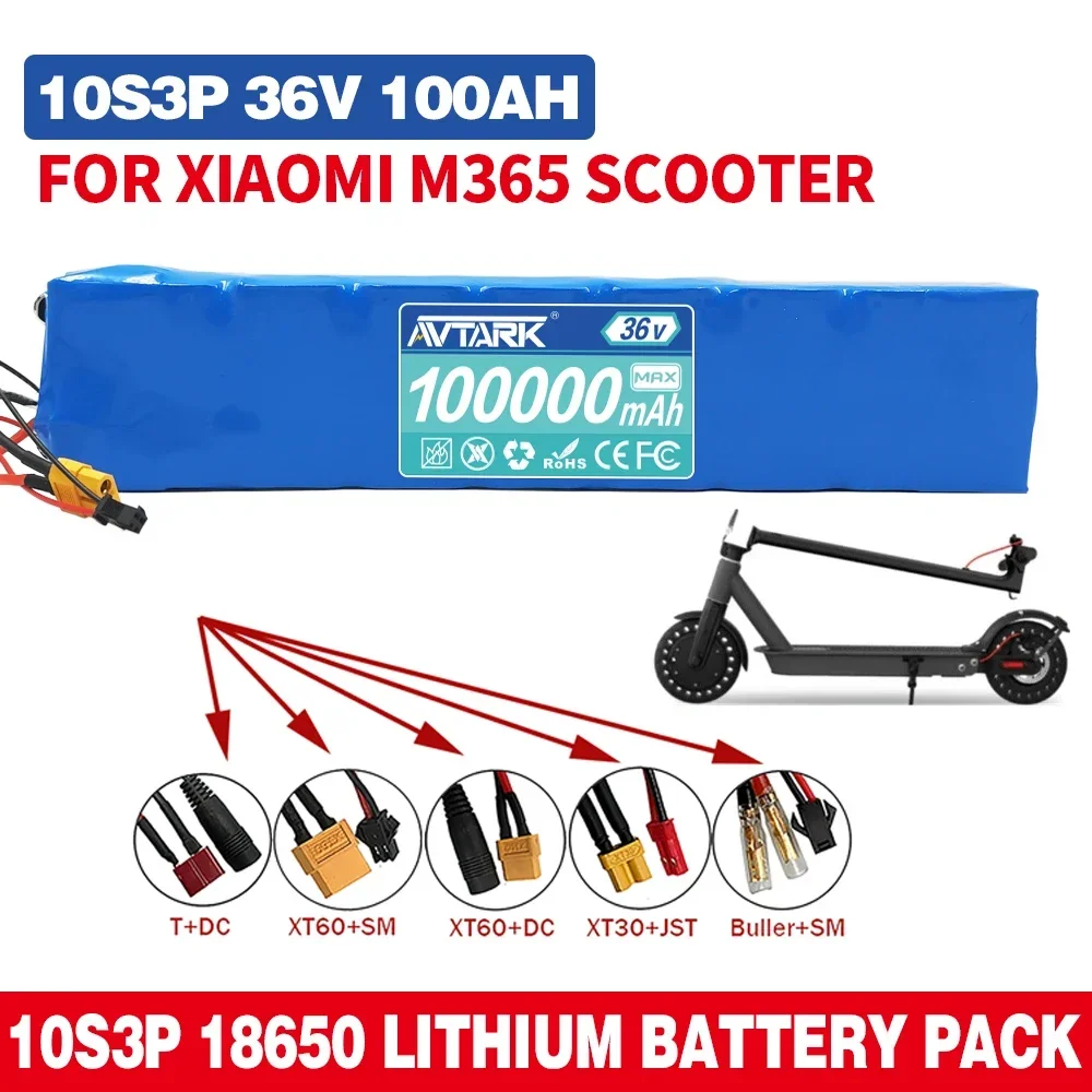 

100% 36V 100Ah Scooter Battery Pack for Xiaomi Mijia M365 36V 100000mAh Battery pack Electric Scooter BMS Board for Xiaomi M365