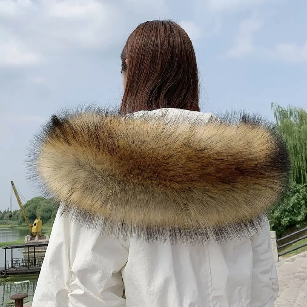 Nuevo Collar grande de piel sintética de 80cm para invierno, cuello gris de piel que mantiene el calor, envolturas para el cuello, chal para hombres y mujeres