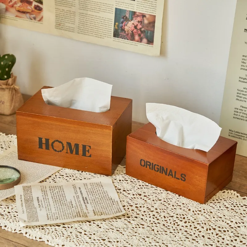 Wooden logo bar pumping carton restaurant restaurant napkin carton square tissue box for corporate advertising