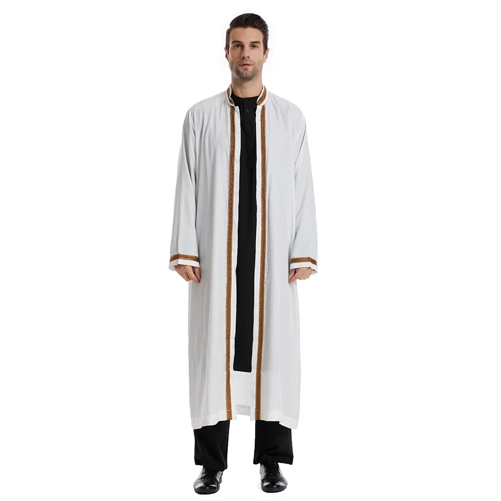 Dubai Saudi Muslim Men Open Abaya Kimono Dresses Turkey Eid Ramadan Islamic Kaftan Arabic Long Robe Caftan Jubba Thobe Clothing