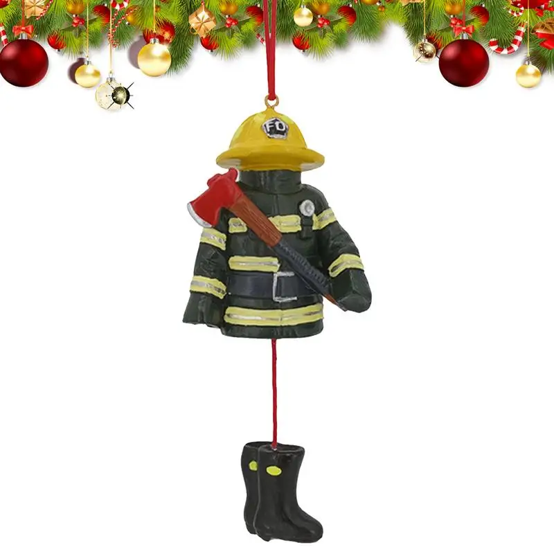 Firefighter Christmas Ornaments Firefighter Ornament For Christmas Tree Firefighter Decor Resin Christmas Car Decor For Fireman