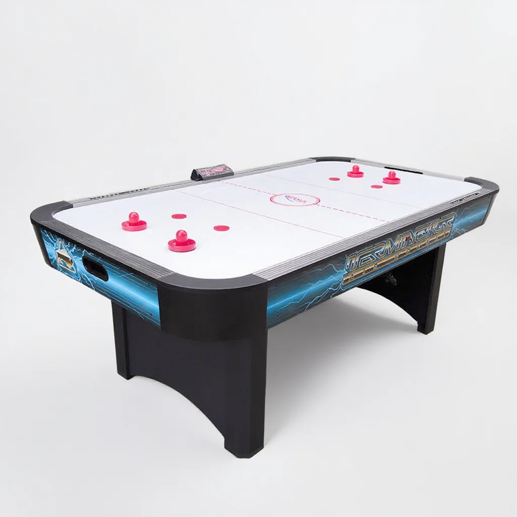 

High Quality 7ft Electric Blue Air Hockey Table For Home Game Room, Indoor Sports Equipment With Electronic Scorer