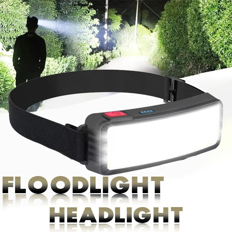 Powerful COB Headlamp Type-c/USB Rechargeable Head Flashlight Built-in Battery Outdoor Fishing Camping Lantern Waterproof Torch