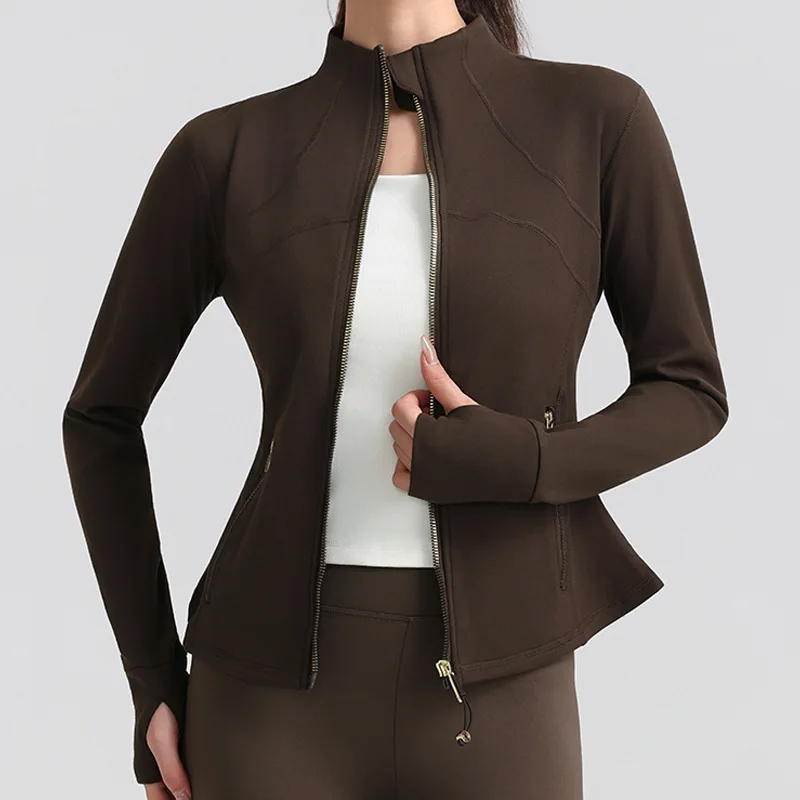 

autumn winter Women's new model yoga wear exercise Sport running fitness ventilate stand collar tight-fitting zipper coat