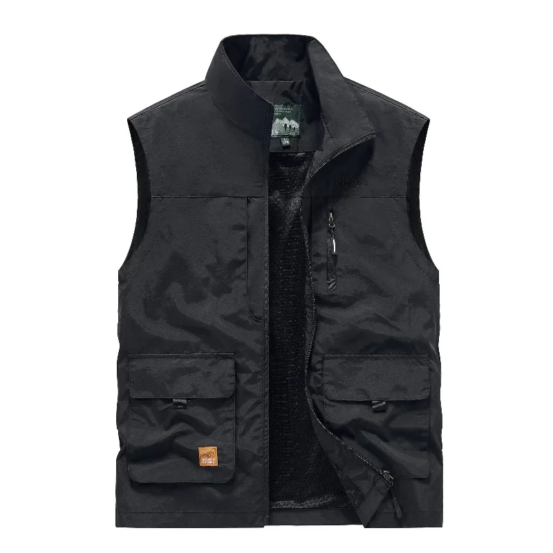 

Men Spring Autumn Solid Color Keep Warm Sleeveless Comfortable Padded Outdoor Casual Fishing Vest Men Wear Casual Windproof Vest
