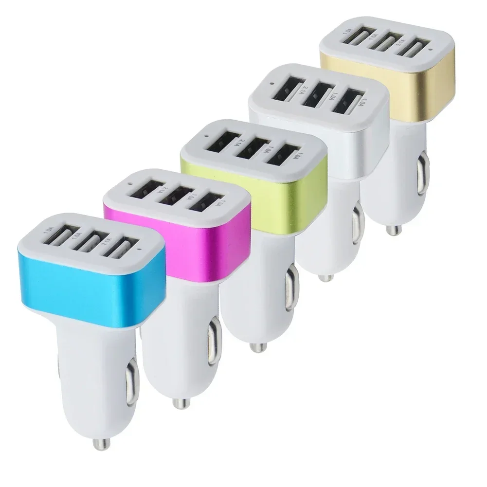 3 USB Car Charger Fast Charging DC 12V-24V 3 Port Cigarette Socket Lighter Mobile Phone Fast Charger Power Auto USB Adapter