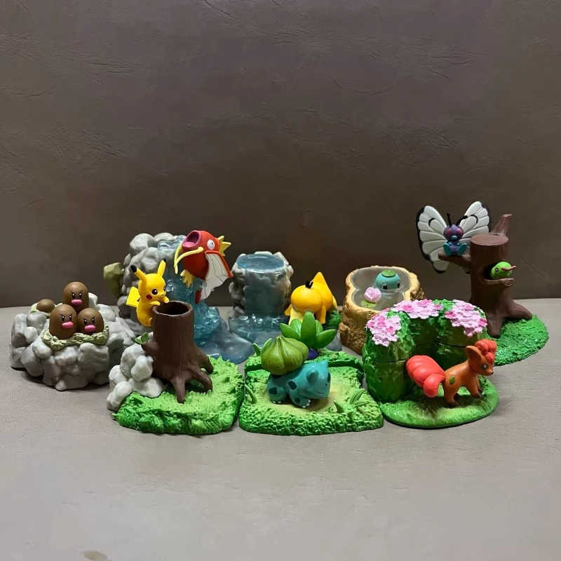 Figura de Pokémon Anime Pikachu Magikarp Squirtle Butterfree Psyduck Bulbasaur Vulpix, portalápices de escritorio, caja ciega, juguetes, regalos para niños