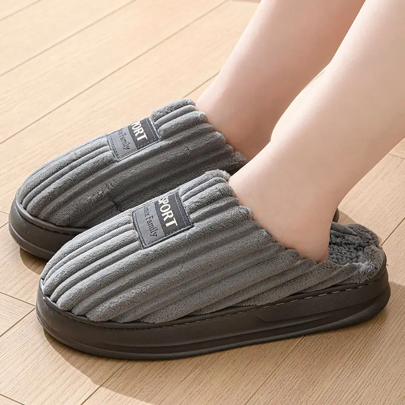 

Модные мужские очень большие зимние тапочки премиум-класса, теплые нескользящие удобные хлопковые домашние тапочки из ЭВА на толстой подошве для мужчин