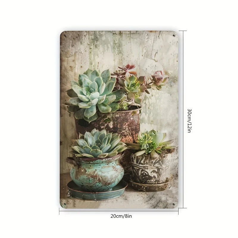 Insegna in metallo vintage del mondo succulente, durevole, in ferro battuto, da parete, per casa, bar, caffetteria, garage, facile da appendere, 8 x 12 pollici