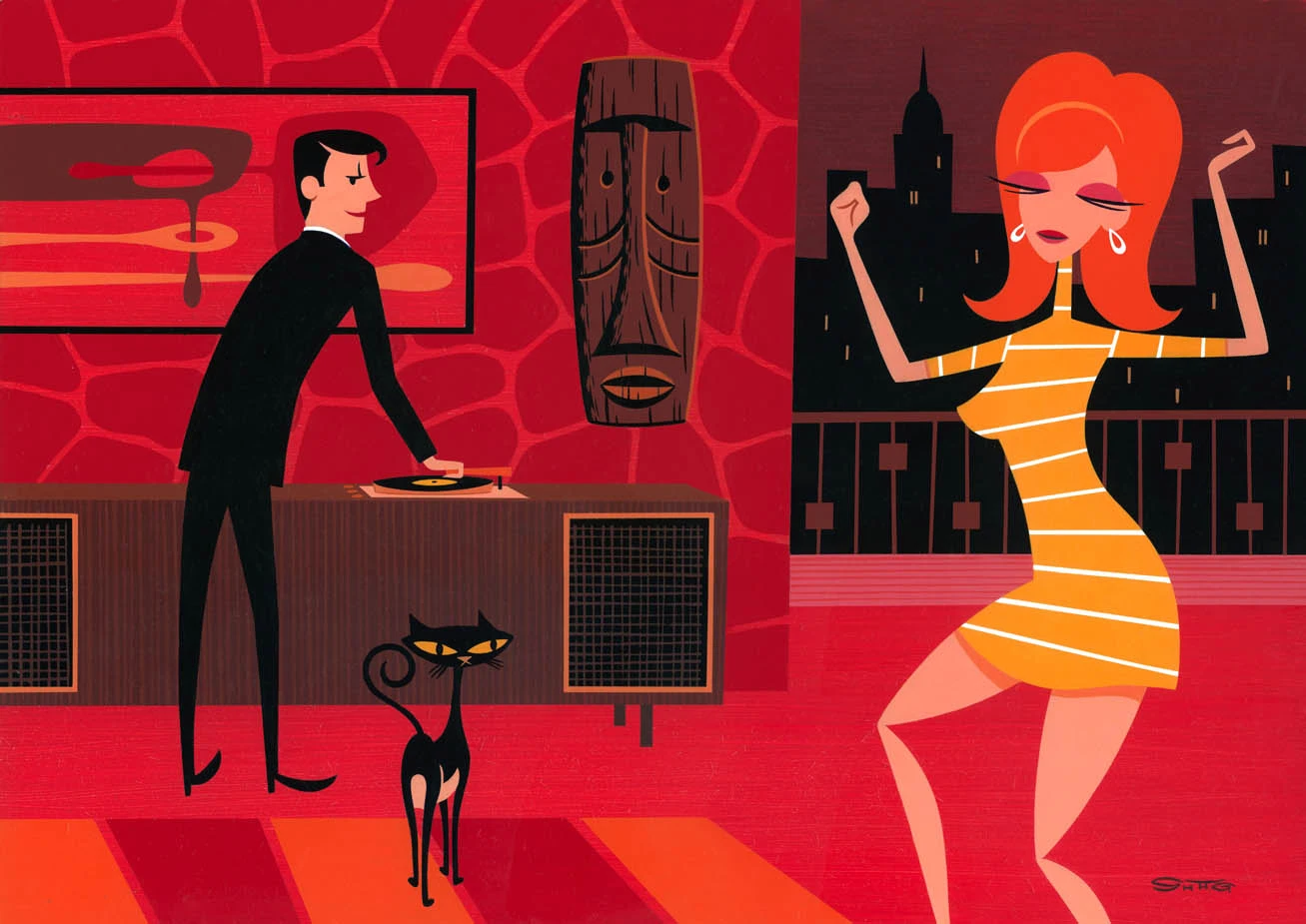 Josh Agle Shag Thursday’s Girl, Art Picture Print Silk Poster Living Room Decor, Home Wall