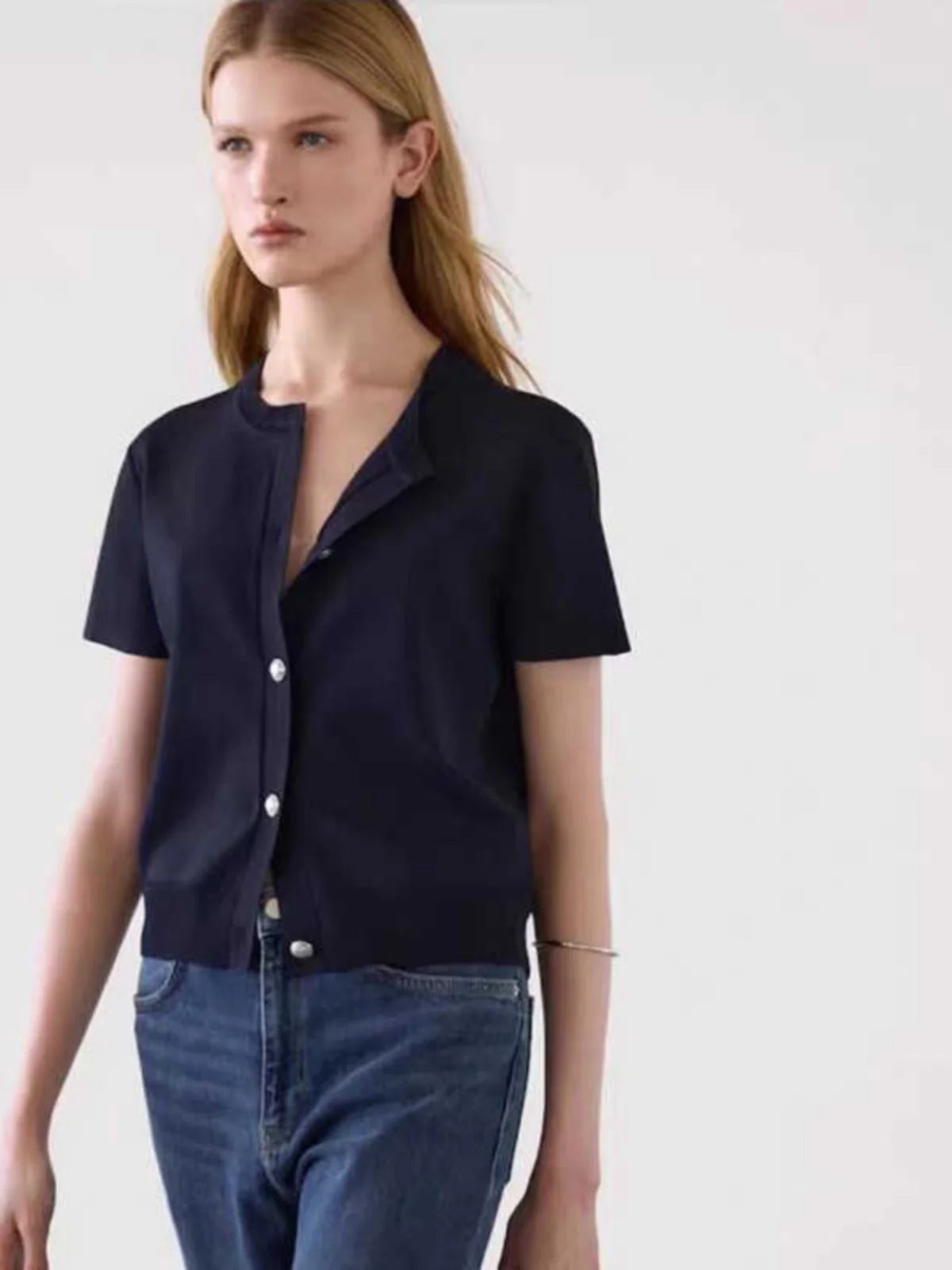 MD Women's round Ne Striped ort Sve Knitted Open Cardigan Summer New Arrival mat Ele Sle Commute Faion