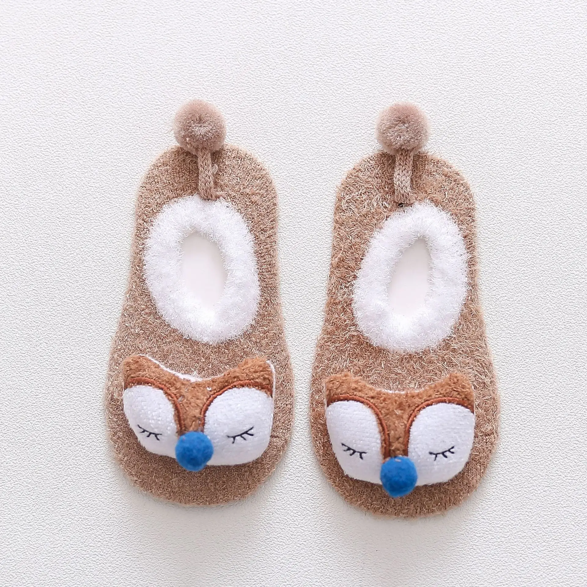 Baby Socks Newborn Toddler Anti-slip Floor Socks Cute Cartoon Soft Feather Yarn Sock Children's Animal Autumn Winter Kids 0-3 Y