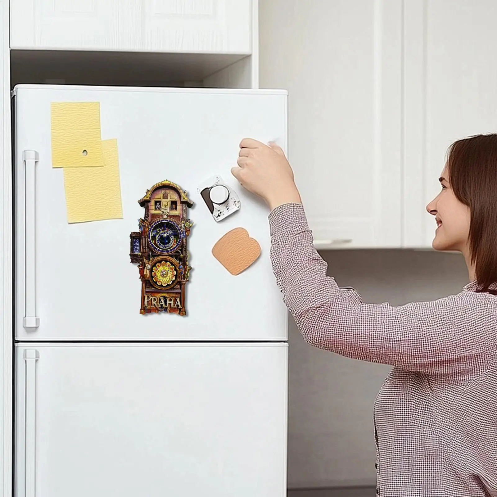Astronomical Clock Fridge Magnet, Decorative Magnetic Sticker for Kitchen, Office, Travel Souvenir for Collectors, Hobbyists