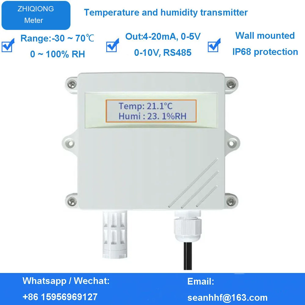 Modbus 0-5V 0-10V 4 20mA RS485 High Temperature Humidity CO2 Sensor Transmitter IP68 protection level low temperature resistance