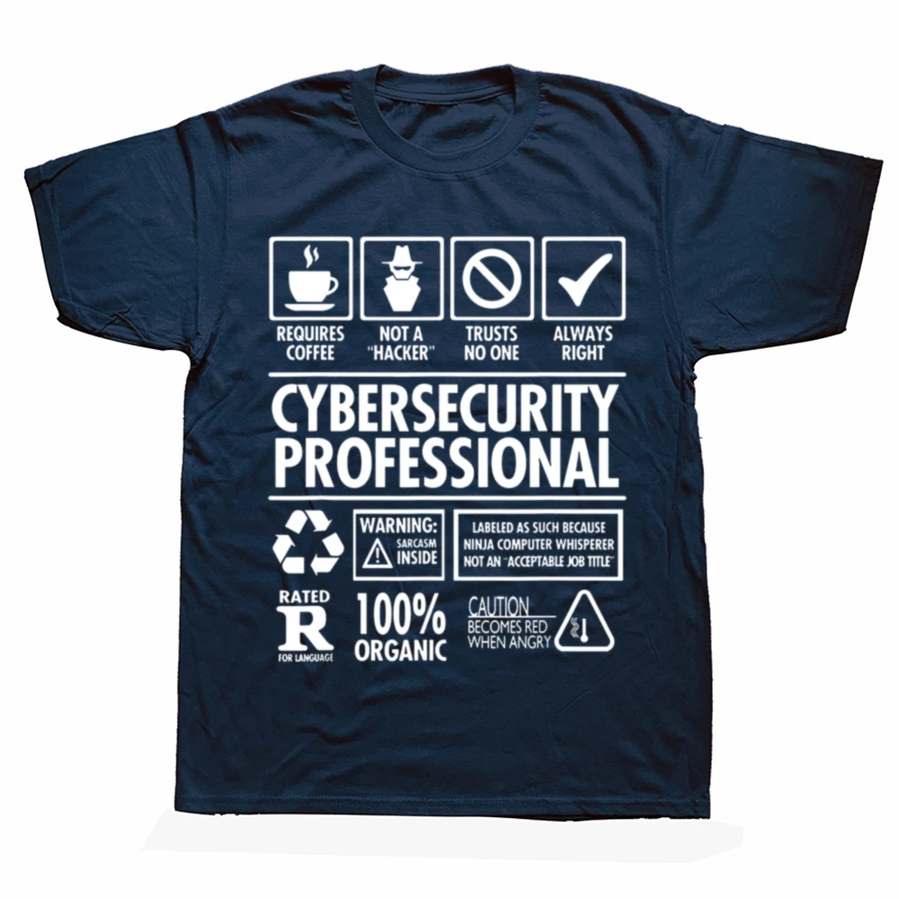 Funny  Cybersecurity Professional Not a Hacker Graphic T-shirts Men Fashion Casual Tshirt 100% Cotton Loose Oversized T Shirt