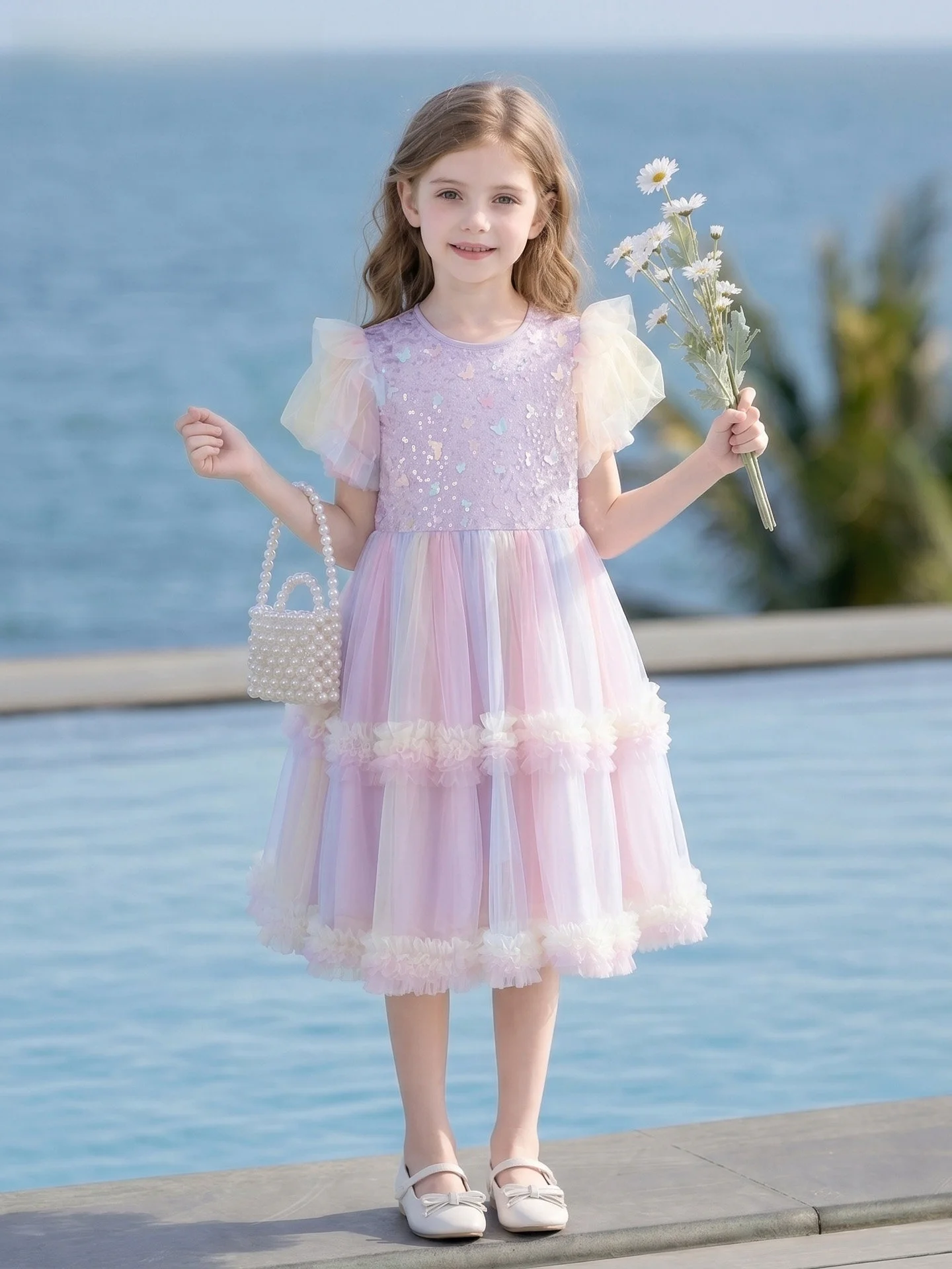 robe-d'ete-style-princesse-pour-enfants-jupe-midi-pour-filles-tissu-doux-manches-courtes-jupe-a-volants-paillettes-brillantes-effet-bulle