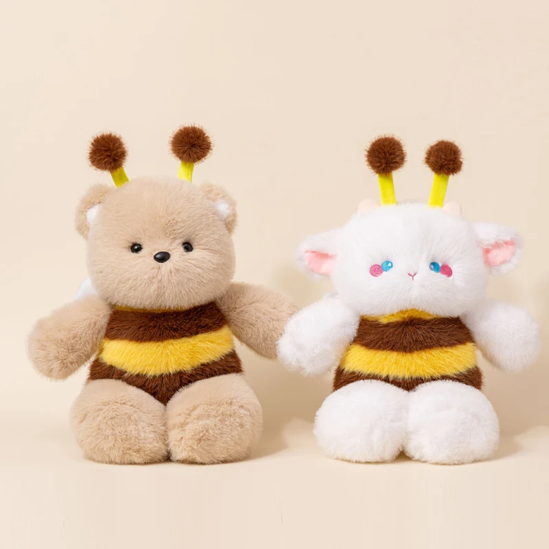 

Creative Plushies Bee Cat Bee a Bear Plush Toy Soft Cute Huggable Stuffed Animal White Dog Sheep Sleep Pillow Girl Present