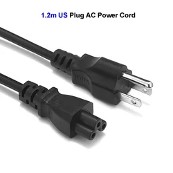 US Plug Power Cord 3 Pin Prong C5 Cloverleaf American USA Power Cable Cord 1.2m 4ft For AC Adapters Laptop Notebook