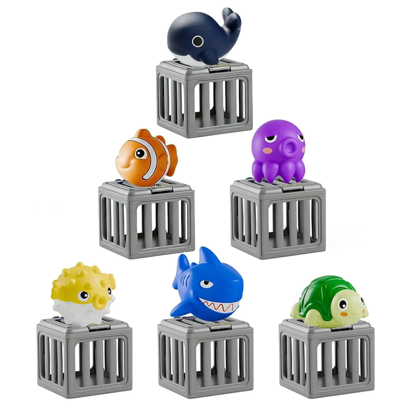 Children's Pool Diving Toys Underwater Swim Game Set With 6 Floating Sea Animals And 6 Dive Cages For Summer Pool Bath Beach