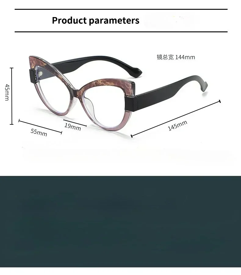 Personalisierte, farbblockierte Katzenaugen-Lesebrille mit großem Rahmen, blaues Licht blockierender Augenschutz, Reise-Strandbrille – Detail 2