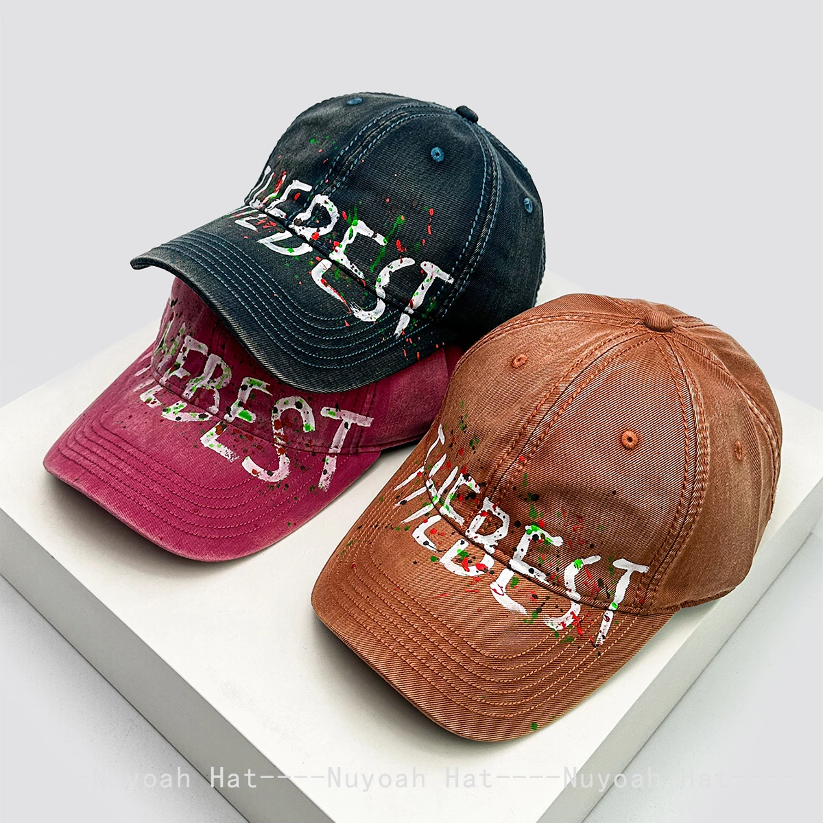 

New Men Women Gradient Paintings Graffiti Letters Baseball Hats Sunshade Personal Versatile Street Peaked Caps Niche Fashion ins
