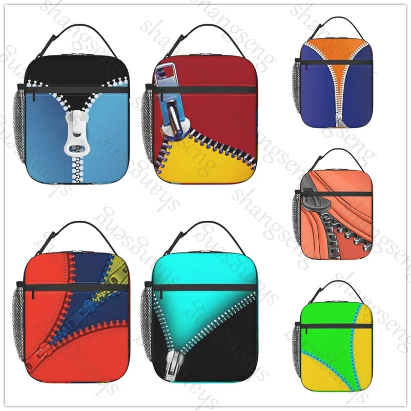 Lunch Bag insulated bag,student thickened waterproof Bento Bag Outdoor Travel Ice Pack, Picnic Bag, Lunch Bag Zipper pattern