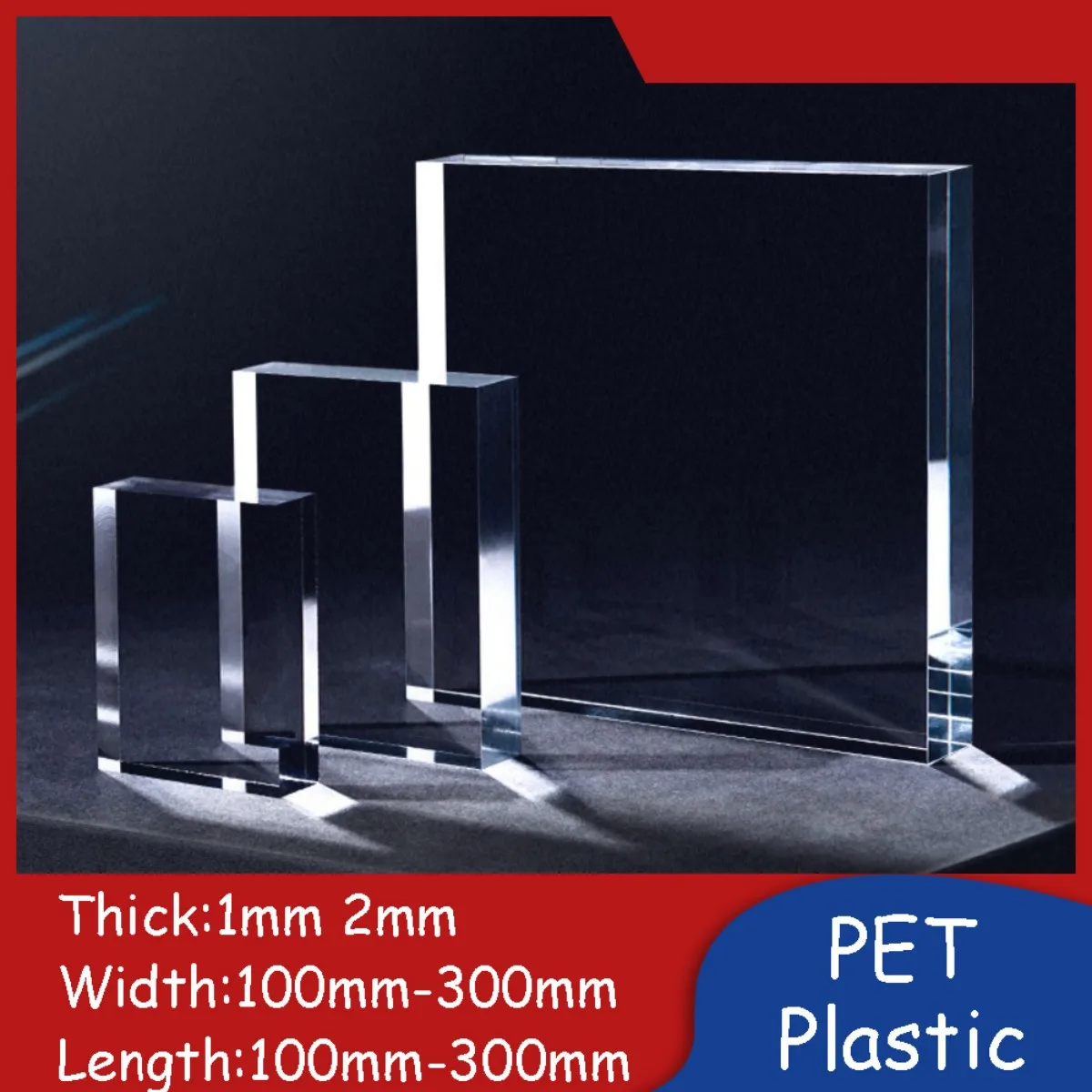High Transparency PET Sheet Transparent Rectangular Plastic Plate High-quality DIY Flat Clear Panel 100mm-300mm