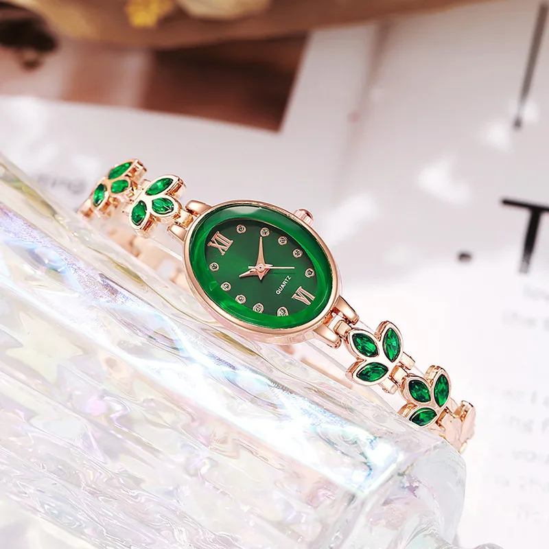KAIRIS Women's Rose Gold Quartz Watch Floral Crystal Bracelet Elegant Luxury Fashion Jewelry Wristwatch for Ladies