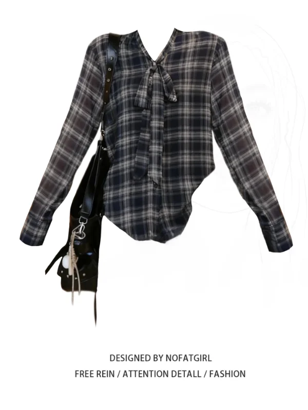 

Женская корейская винтажная блузка больших размеров с узлом на шее, свободного кроя, с длинными рукавами, дышащая, комфортная, стройнящая, из тонкой ткани.