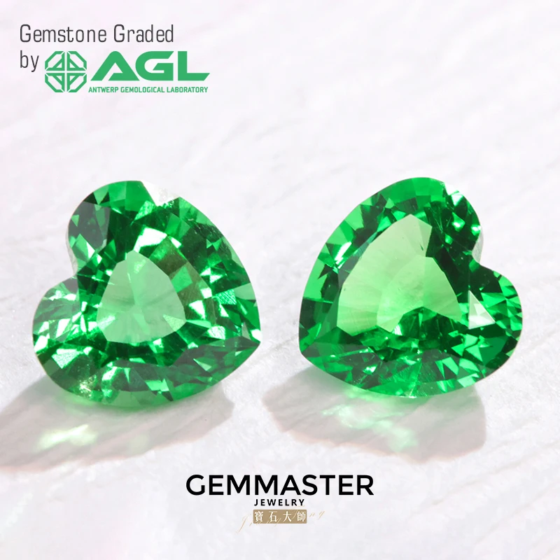 Heart Lab Grown Emerald VVS VS Verdant Green Muzo Green Loose Emerald With AGL certificate Lab Emerald Custom Ring Earrings