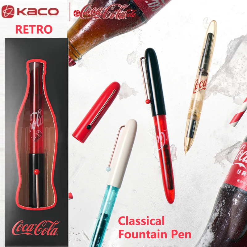 

KACO Practice Fountain Pen Coca-Cola Limited, двухрежимная чернильная ручка, прозрачная ледяная и крутая бочка, ручки для подписи, практичные креативные подарки