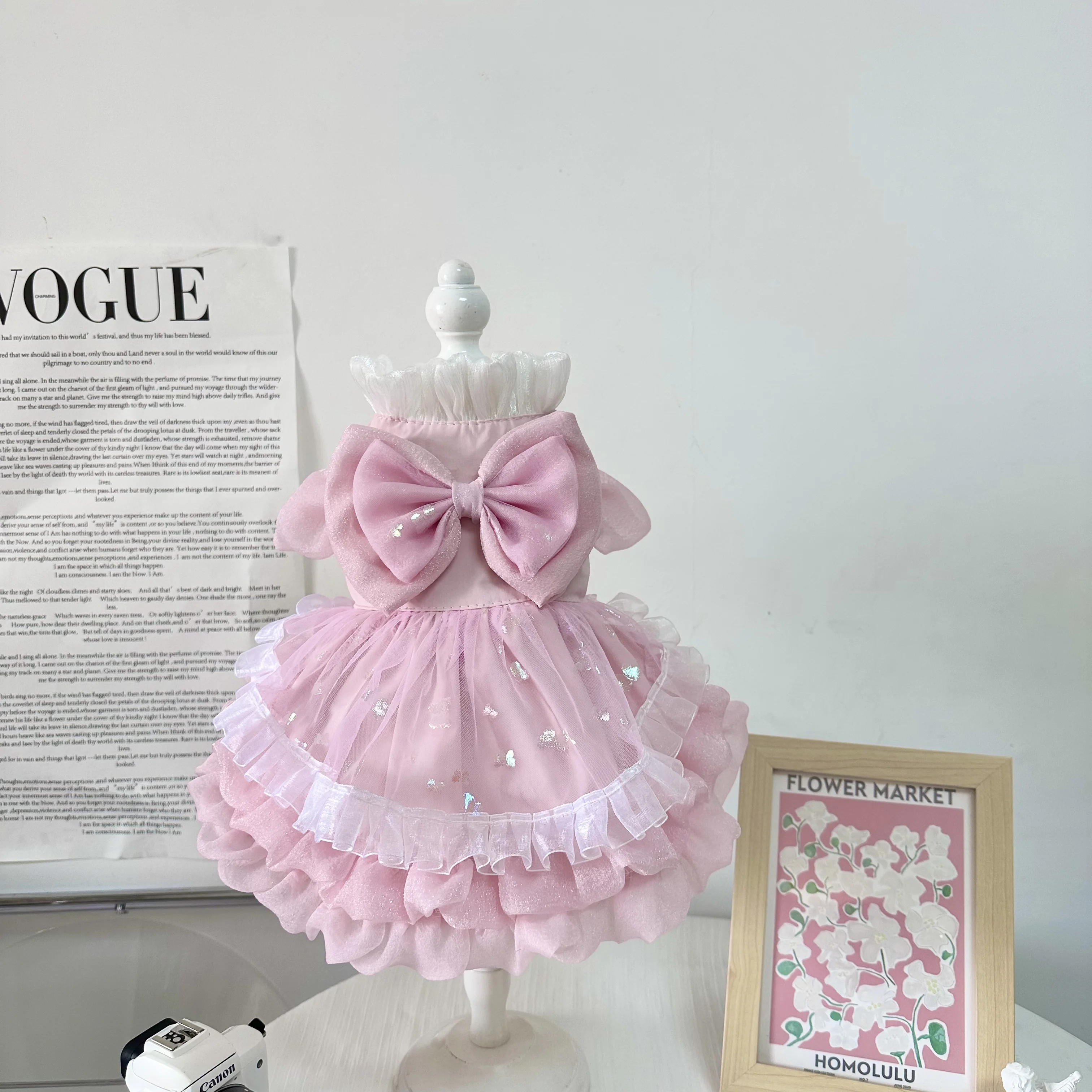 2023 Spring Cute Pink Princess Dress For Small Medium Dogs Chihuahua Yorkshire Pet Dog Clothes Handmade Cotton Lace Bow Skirts