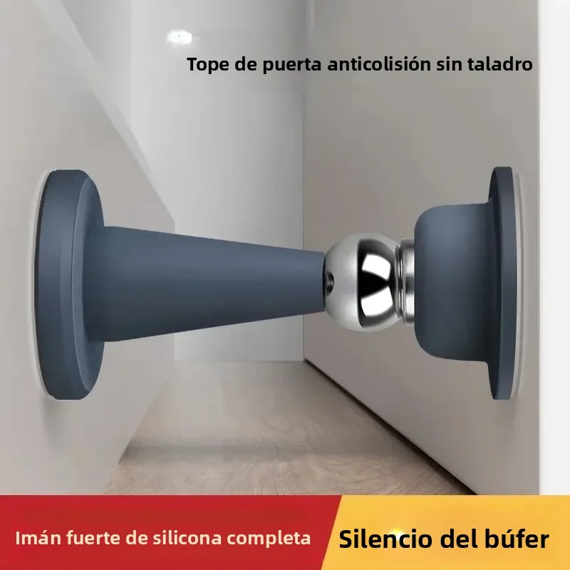 Tope de puerta sin taladro para habitación, puerta de dormitorio, protección de pared fija, anticolisión, tapón de suelo de succión fuerte de silicona para el hogar