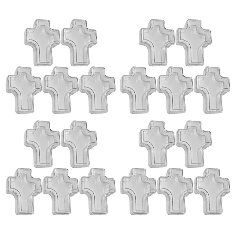 

20pcs Cross Shape Jewelry Storage Box Clear Plastic Organizer Container for Necklace Bracelet Ring Travel Home Display